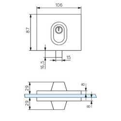 Paire de serrures basses profil rond 1358 s'entrouvrant - STREMLER