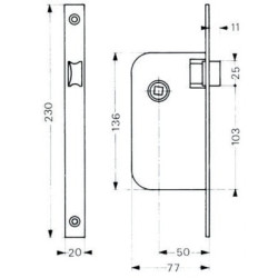 Serrure à encastrer monopoint axe 50 bec de cane MULTIBAT 2500 avec gâche bouts ronds - JPM