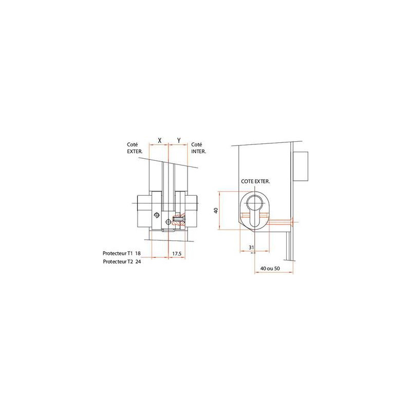 Protecteur pour serrure à encastrer 3 points PMR A2P 5000XL SGN1 - VACHETTE ASSA ABLOY
