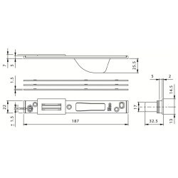 Gâche centrale fermée à double empennage MULTIBLINDO têtière plate - ISEO