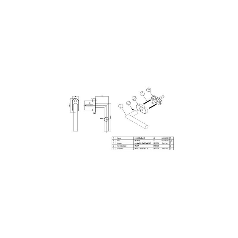 Poignée de fenêtre 1400C forme 90 inox - FONDERIA MARCHESI