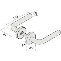 Ensemble sur rosace EST béquille droite angle arrondi ZG51.7/4 inox - NORMBAU