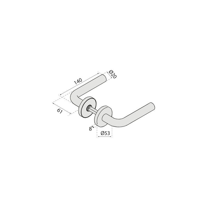 Ensemble sur rosace EST béquille droite angle arrondi ZG51.7/4 inox - NORMBAU