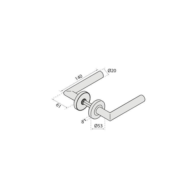 Ensemble sur rosace EST béquille droite angle vif ZG21.7/40 inox - NORMBAU