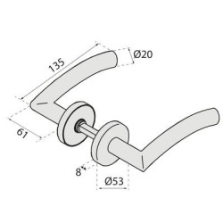 Ensemble sur rosace EST béquille vague ZG31.7/40 inox - NORMBAU