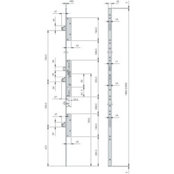 Serrure à encastrer 3 points pêne glissant clé i têtière plate 24 mm MULTIBLINDO - ISEO