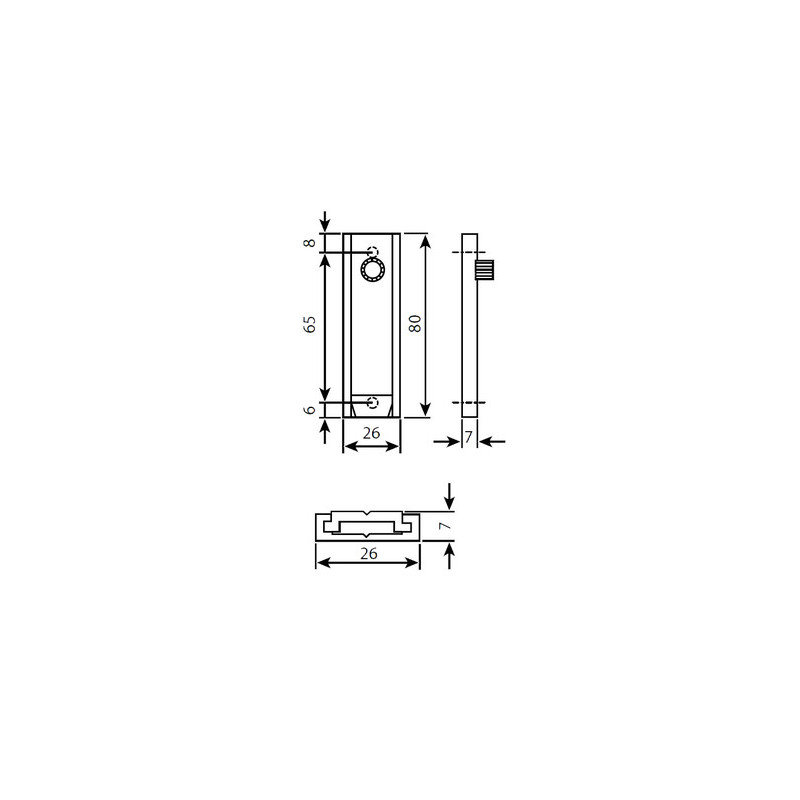Verrou aluminium plat 450 argent - ARLU