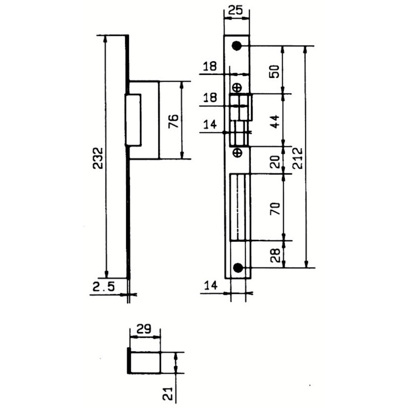 Gâche électrique à encastrer à contact stationnaire 12V - METALUX