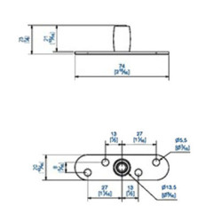 Guide olive sur platine inox à visser pour U 25x17 1102XA2 - MANTION