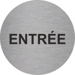 Plaque signalétique ronde diamètre 60 inox "ENTRÉE" - KOUPTOL