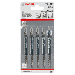 Lot de 5 lames de scie sauteuse HCS Speed bois 100 mm T244D - BOSCH