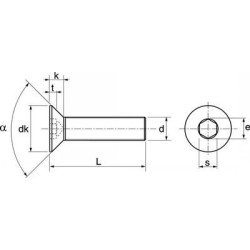 Vis métaux tête fraisée hexagonale creuse TFHC inox A2 - ACTON