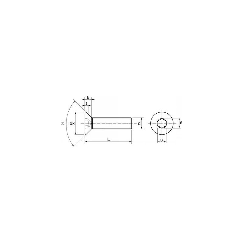 Vis métaux tête fraisée hexagonale creuse TFHC inox A2 - ACTON