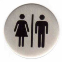 Plaque signalétique ronde diamètre 60 inox picto "homme/femme" - KOUPTOL