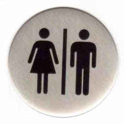 Plaque signalétique ronde diamètre 60 inox picto "homme/femme" - KOUPTOL