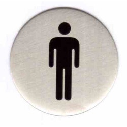 Plaque signalétique ronde diamètre 60 inox picto "homme" - KOUPTOL