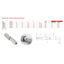 Paumelle à goutte tournée réglable 7 mm pivot acier 501 - COMUNELLO