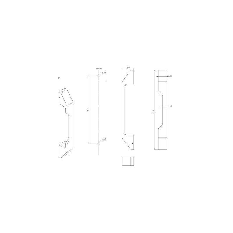 Poignée fixe pour coulissant aluminium SEZAM DS8710 - CROISEE DS