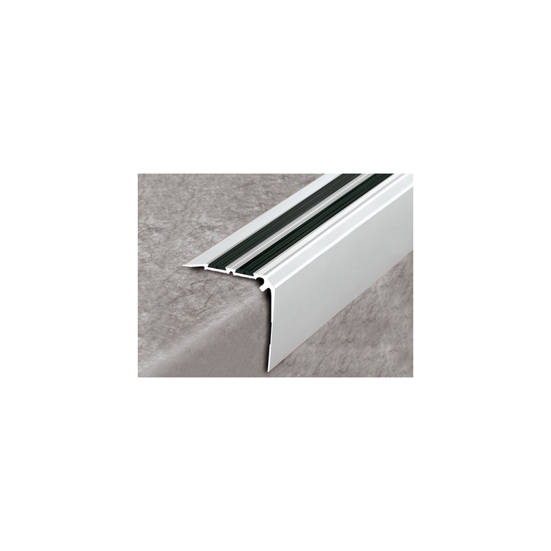 Nez de marche à visser 2 bandes antidérapantes aluminium 78V - DINAC