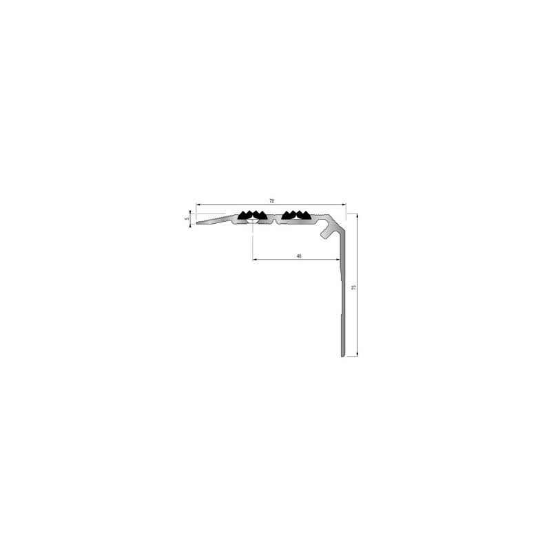 Nez de marche à visser 2 bandes antidérapantes aluminium 78V - DINAC