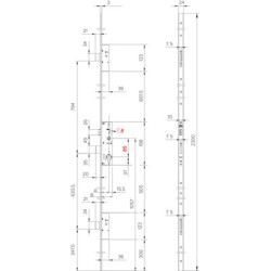 Serrure à encastrer 3 points pêne rectiligne têtière plate EA85 mm MULTIBLINDO - ISEO