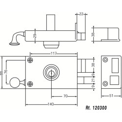 Serrure applique monopoint horizontale à tirage VEGA varié - JPM
