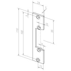 Têtière plate pour gâche électrique simple empennage - EFF EFF