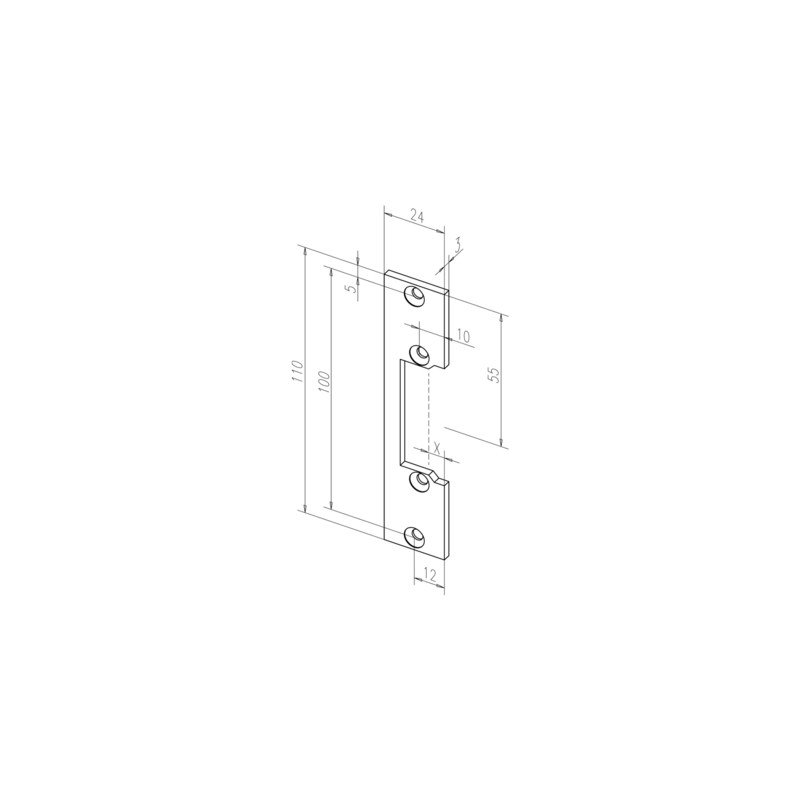 Têtière plate pour gâche électrique simple empennage - EFF EFF