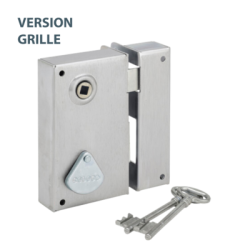 Serrure applique monopoint verticale à fouillot clé 4 gorges de grille - DEVISMES