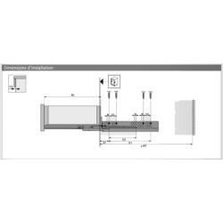 Coulisse sortie totale silent system QUADRO 4D - HETTICH