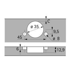 Charnière amortis ouverture 110° SENSYS - HETTICH