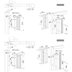 Ventouse électromagnétique en applique avec poignées de tirage 12/24VDC MAG3000 - LOCINOX