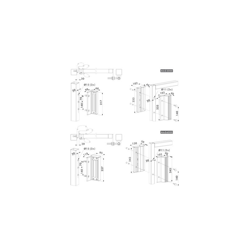 Ventouse électromagnétique en applique avec poignées de tirage 12/24VDC MAG3000 - LOCINOX