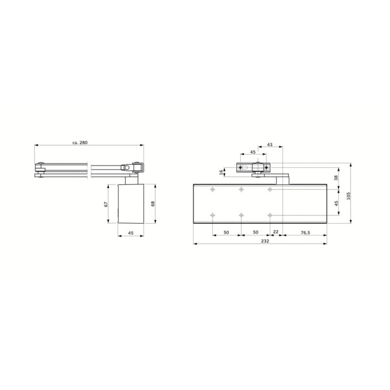 Bras coulisse pour ferme-porte TS71 / TS72 / TS73 / TS83 - DORMAKABA