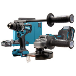 Kit 2 outils XGT 40V Li-ion 2x4.0Ah Perceuse-visseuse et Meuleuse DK0124G201 - MAKITA