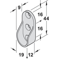 Naissance aluminium pour tube de penderie ovale - HAFELE