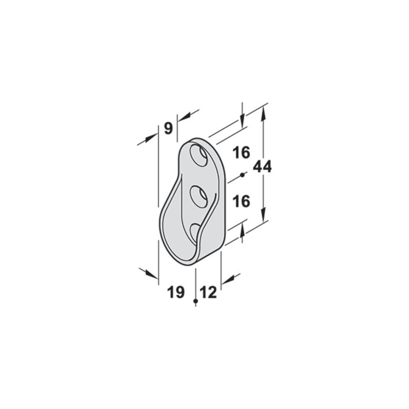 Naissance aluminium pour tube de penderie ovale - HAFELE