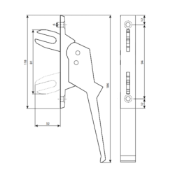 Poignée crémone double fourche borgne sans clé 518D - ARLU