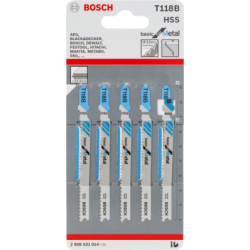Lot de 5 lames de scie sauteuse HSS métal 92 mm T118B - BOSCH