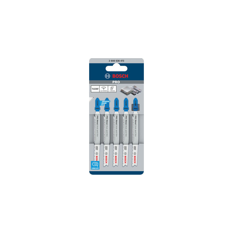 Lot de 5 lames de scie sauteuses PRO HSS Multilmétal 100 mm T123XF - BOSCH