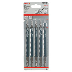 Lot de 5 lames de scie sauteuse bois 152 mm T344D - BOSCH