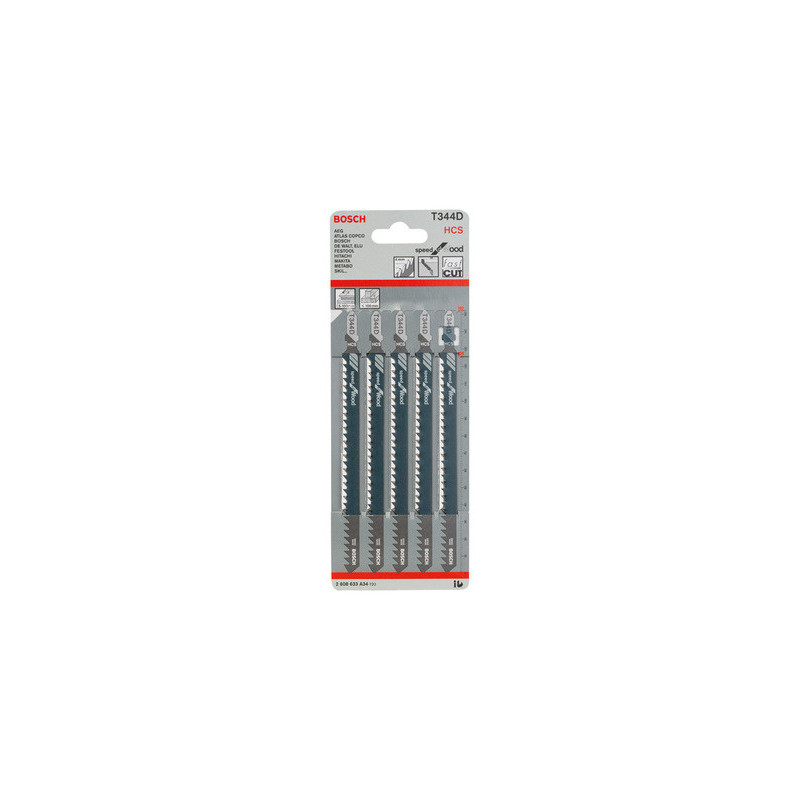 Lot de 5 lames de scie sauteuse bois 152 mm T344D - BOSCH