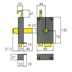 Serrure applique monopoint horizontale à tirage tirant ZENITH 541 - ISEO