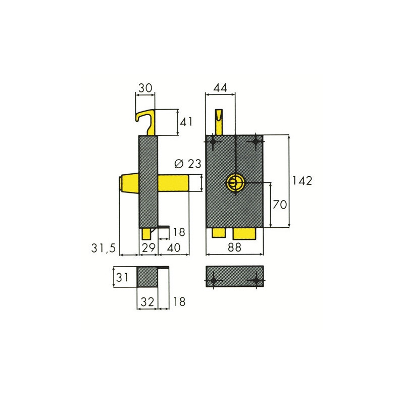 Serrure applique monopoint horizontale à tirage tirant ZENITH 541 - ISEO