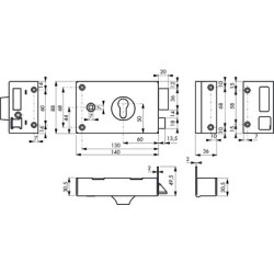 Serrure applique monopoint horizontale à tirage profil européen - FTH THIRARD