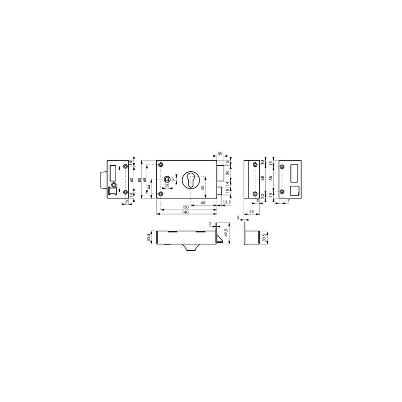 Serrure applique monopoint horizontale à tirage profil européen - FTH THIRARD