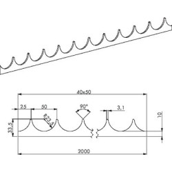Lisse défensive 2 mètres à souder - LOCINOX