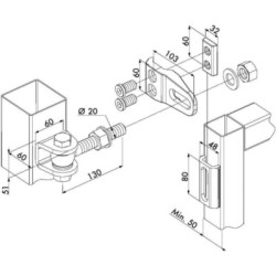 Paire de gonds à souder réglable quadridimensionnel - LOCINOX