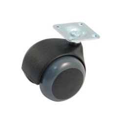 Roulette pivotante 2 galets bandage souple à platine carré Ø40 - AVL
