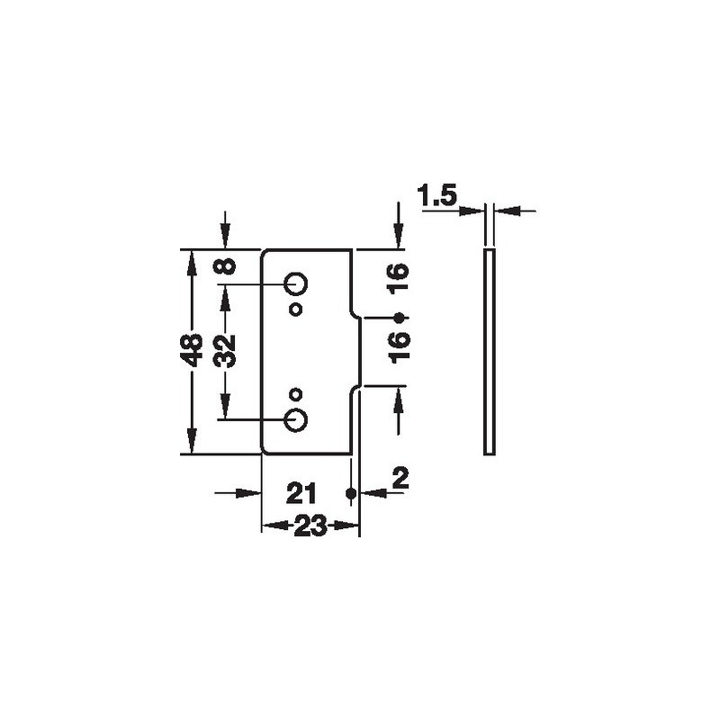 Plaque d'écartement AS 1,5 mm - HAFELE